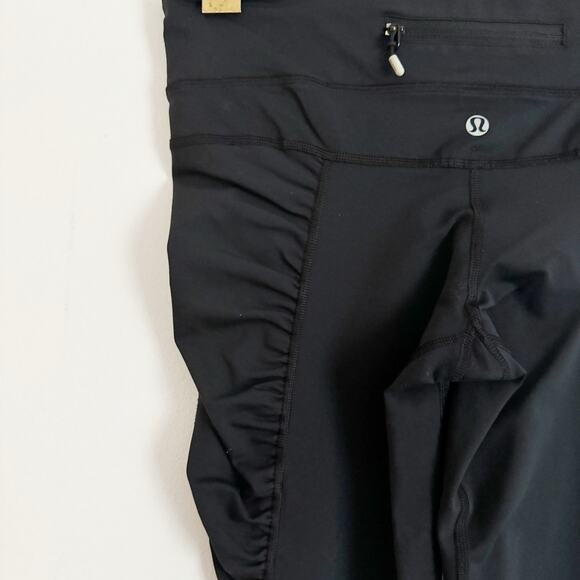 LULULEMON Run Zoom Ruched Crop Leggings Black 6 - Picture 6 of 7